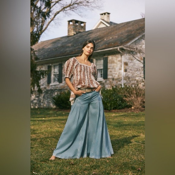 Free People Vintage Lover Cotton Top in Adobe Rose Combo - Size M - Picture 7 of 7